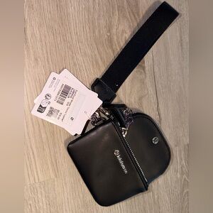 Lululemon Cactus Vegan Leather Black Dual Pouch Wristlet, NWT